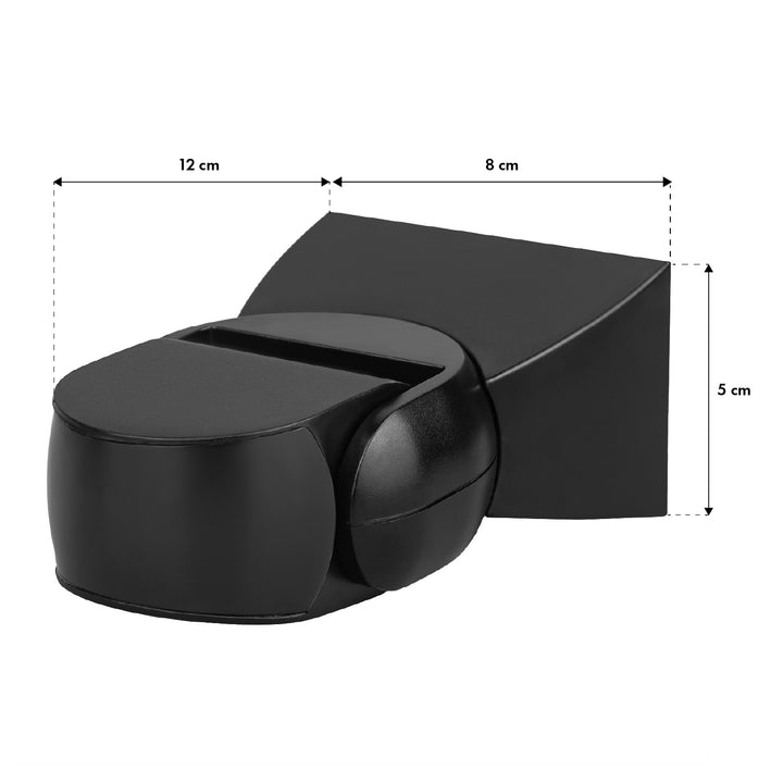Maclean PIR-bewegingssensor, infrarood, IP65, zwart met zwarte afdekking, bereik 12 m, MCE201 B/B