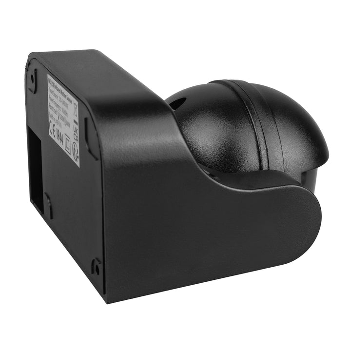 Maclean PIR-bewegingssensor, infrarood, IP44, zwart met zwarte afdekking, bereik 12 m, max. belasting 300/1200 W, MCE358 B/B