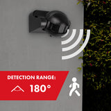 Maclean PIR-bewegingssensor, infrarood, IP44, zwart met zwarte afdekking, bereik 12 m, max. belasting 300/1200 W, MCE358 B/B