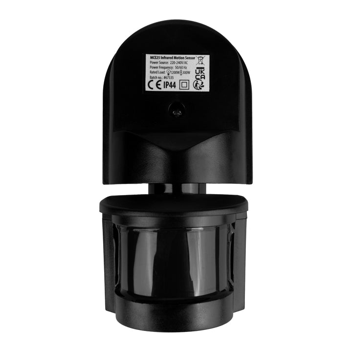 Maclean wandbewegings- en schemersensor, 180°, max. 1200 W, zwart met zwarte afdekking, MCE25 B/B