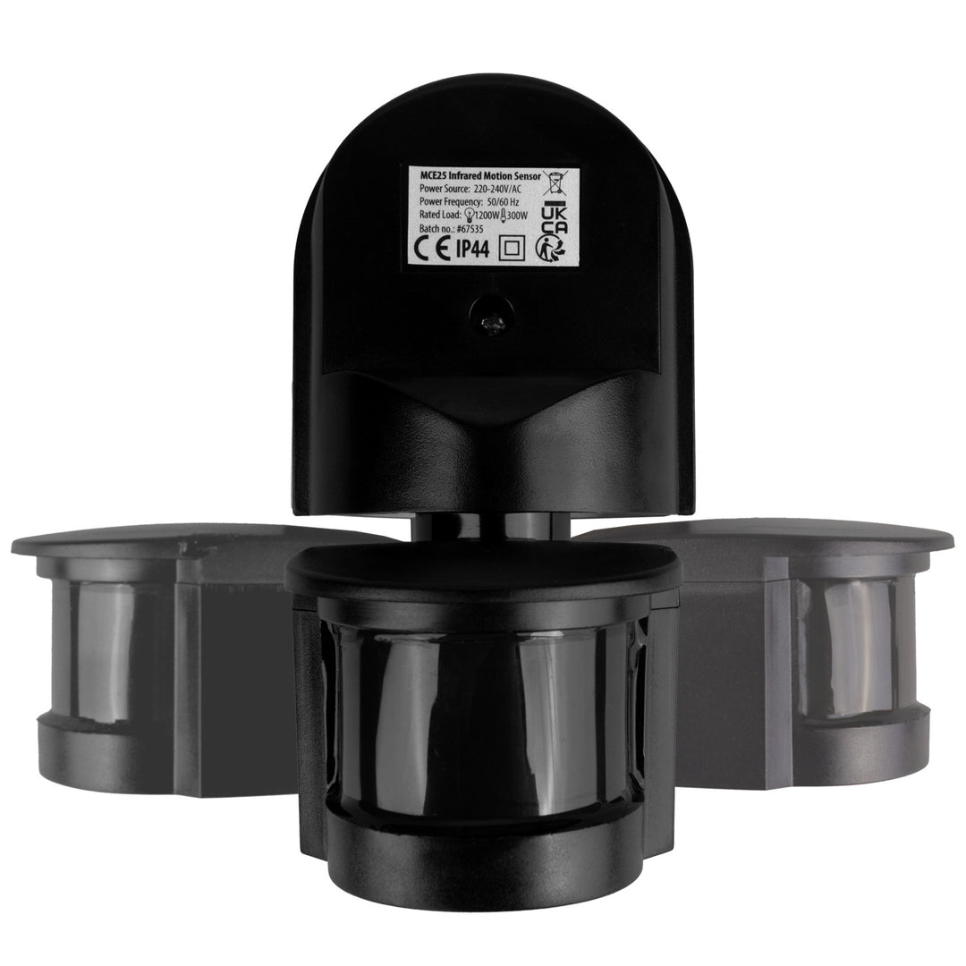 Maclean wandbewegings- en schemersensor, 180°, max. 1200 W, zwart met zwarte afdekking, MCE25 B/B
