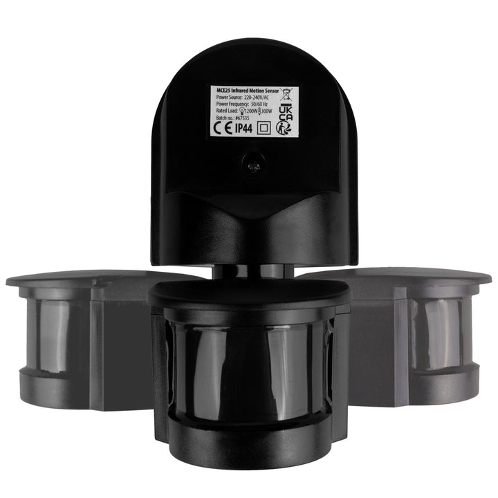 Maclean wandbewegings- en schemersensor, 180°, max. 1200 W, zwart met zwarte afdekking, MCE25 B/B