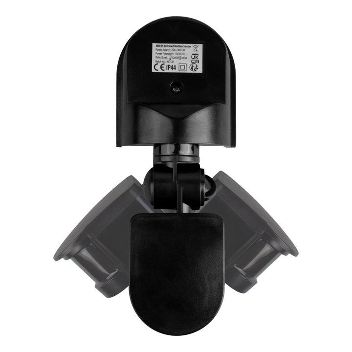 Maclean wandbewegings- en schemersensor, 180°, max. 1200 W, zwart met zwarte afdekking, MCE25 B/B