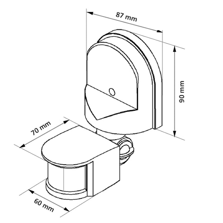Maclean wandbewegings- en schemersensor, 180°, max. 1200 W, zwart met zwarte afdekking, MCE25 B/B