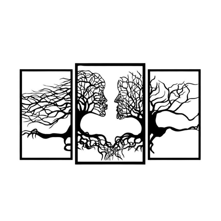 Eyoka opengewerkt schilderij, 3D wanddecoratie, 3D schilderij "Gezichten uit de bomen" 180x100cm Zwart