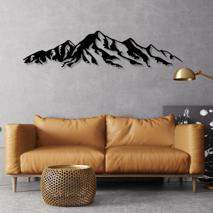 Opengewerkt schilderij, 3D wanddecoratie, 3D schilderij "Alps Mountains" 180x42cm Zwart