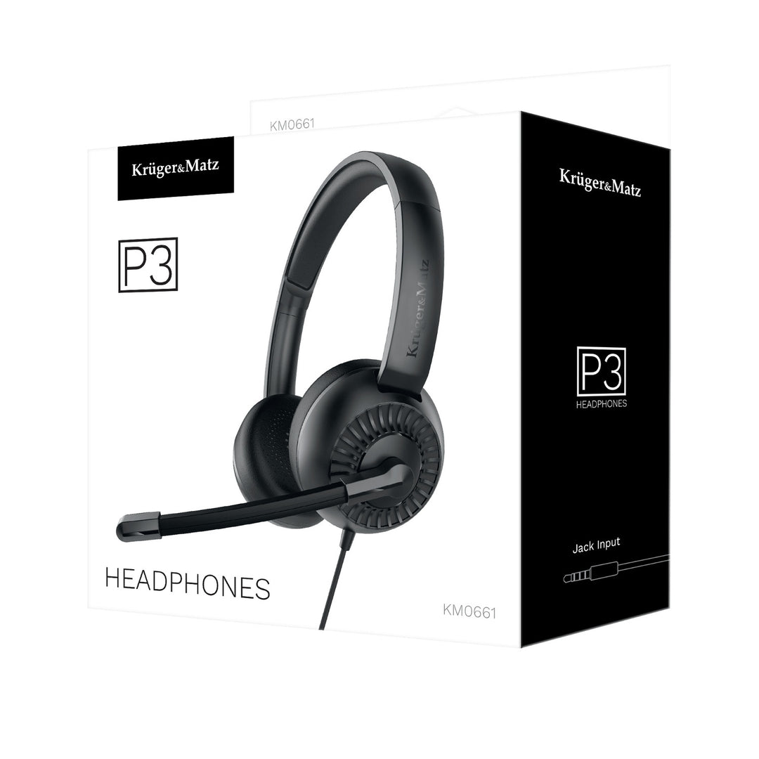 Koptelefoon met microfoon voor de computer (3,5 mm-aansluiting) Kruger&Matz P3