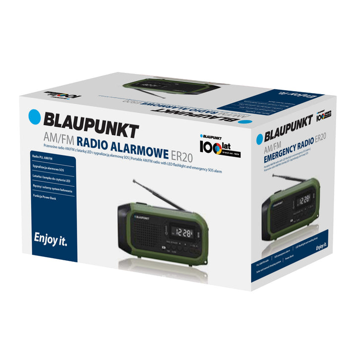 Blaupunkt radio op netvoeding/batterij, LED zaklamp, SOS-indicatie, Antenne, ER20
