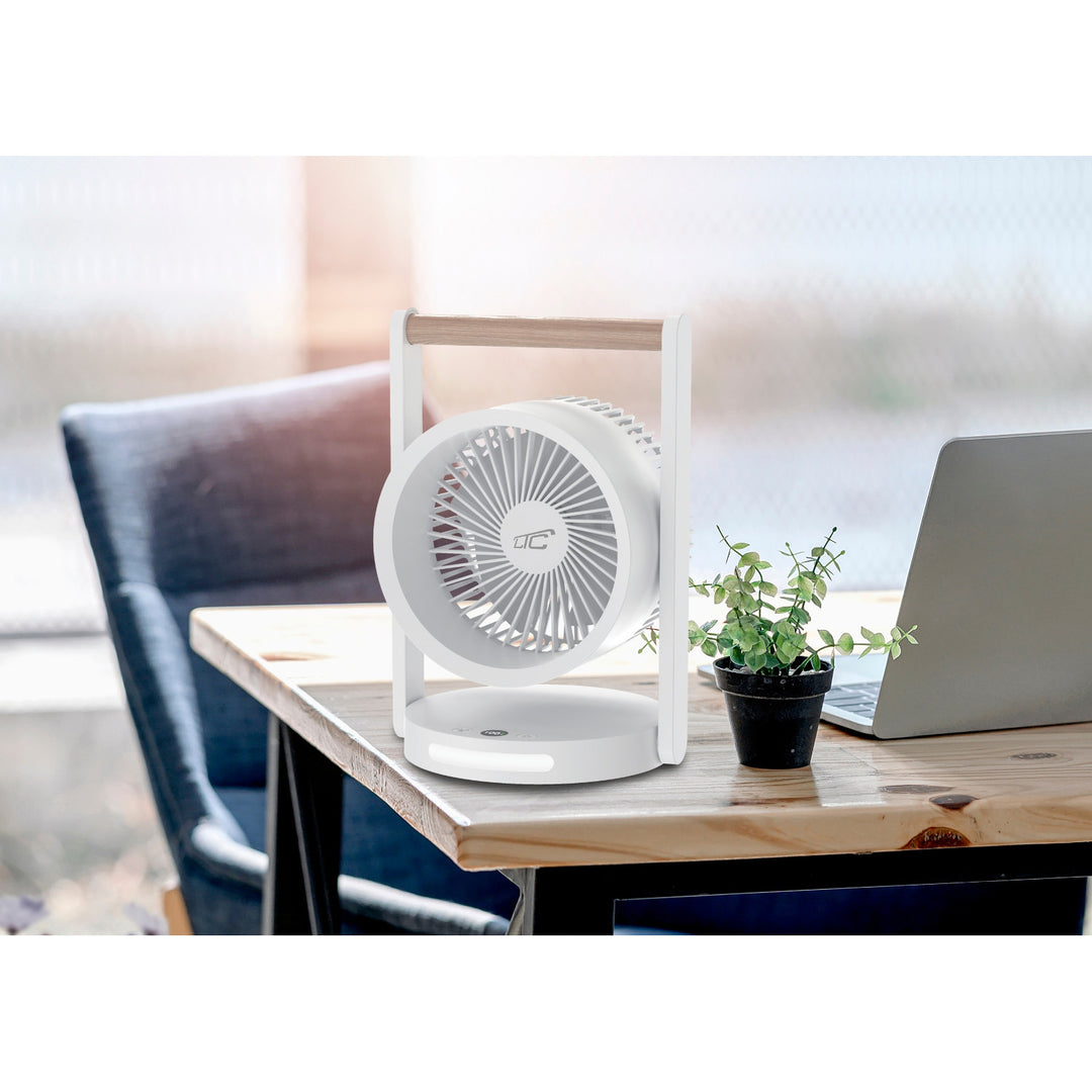 LTC draadloze bureauventilator, nachtlampje en LED-display, 5 snelheidsstanden, 3600 mAh batterij, LXWB17