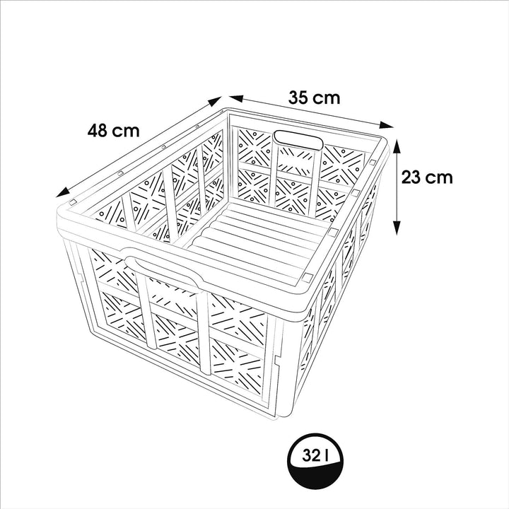 Keeeper kunststof vouwmand, boodschappenmand 32L, grijs-zwart