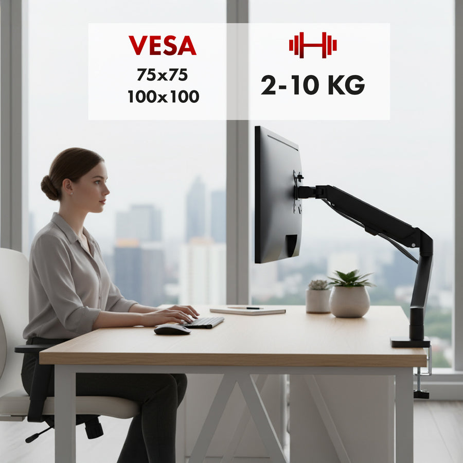 Maclean monitorsteun, gasveer, 17"-32", 2-10kg, zwart, MC-133