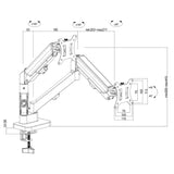 Bevestiging voor 2 Maclean monitoren, gasveer, 17"-32", 2-10kg, zwart, MC-134