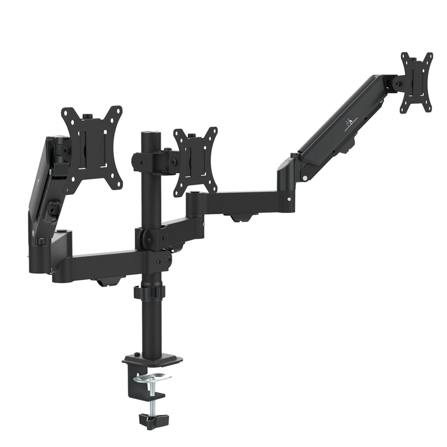 Steun voor 3 Maclean monitoren, gasveer, 17"-27", 2-8kg, zwart, MC-137