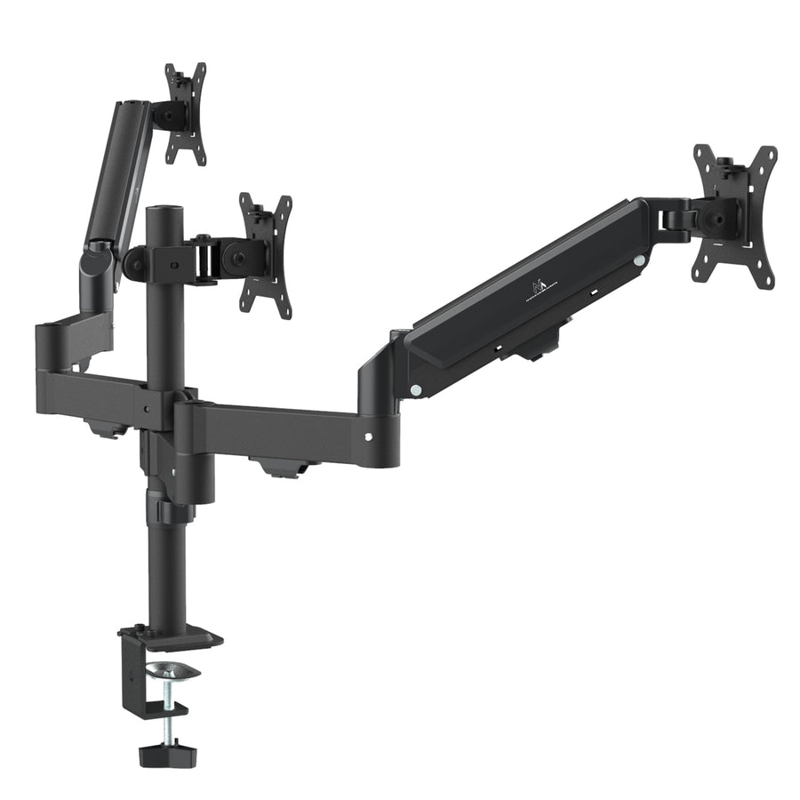Steun voor 3 Maclean monitoren, gasveer, 17"-27", 2-8kg, zwart, MC-137