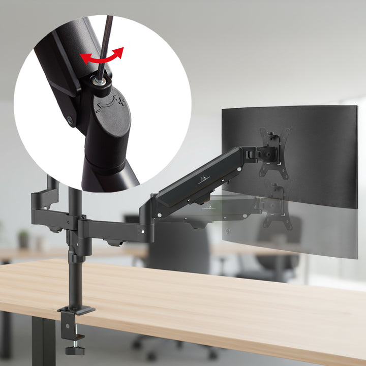 Steun voor 3 Maclean monitoren, gasveer, 17"-27", 2-8kg, zwart, MC-137