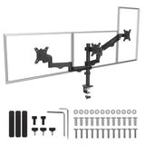 Steun voor 3 Maclean monitoren, gasveer, 17"-27", 2-8kg, zwart, MC-137