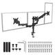Steun voor 3 Maclean monitoren, gasveer, 17"-27", 2-8kg, zwart, MC-137