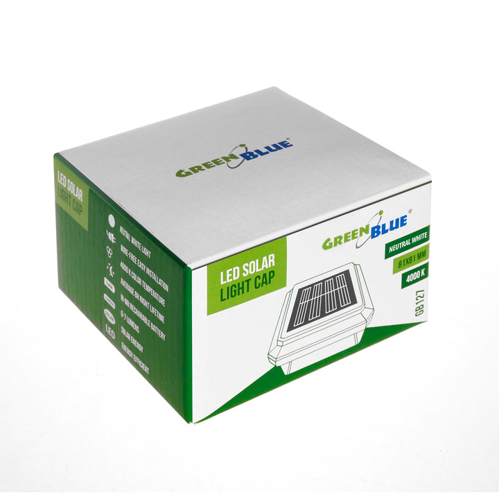GreenBlue LED zonnepaal lamp, 80x80mm, envelop kap, GB127, 4 stuks