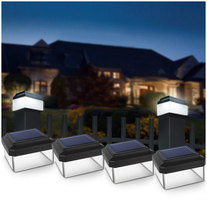 GreenBlue LED-paalverlichting op zonne-energie, 60x60mm, omhullende kap, GB126, 4 stuks