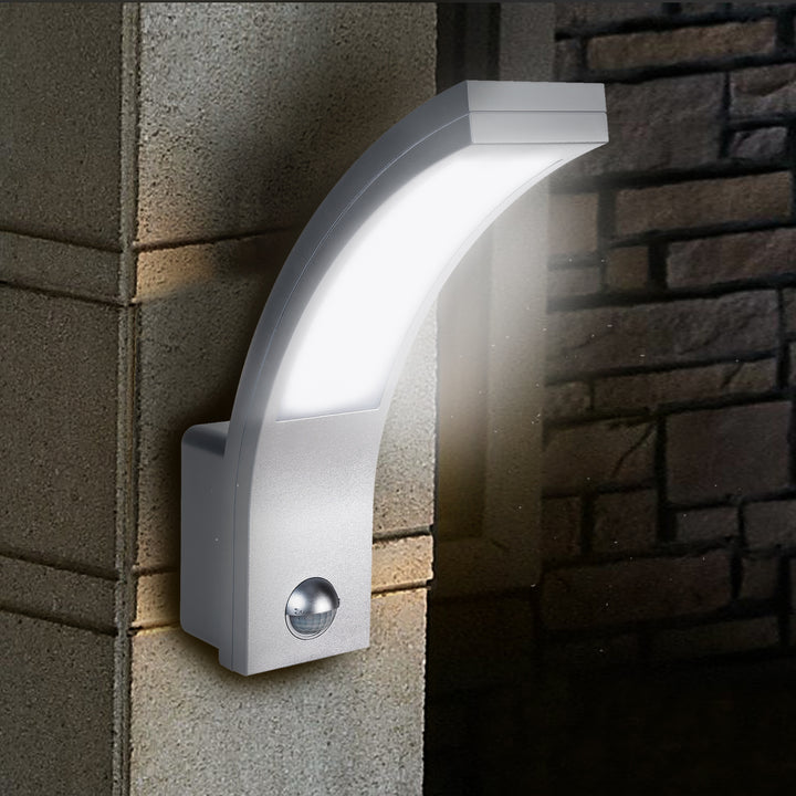 Maclean bewegingssensor LED lamp, PIR bewegingssensor, zilver, 10W, IP54, 750lm, neutraal wit (4000K) MCE244 S, 2 stuks