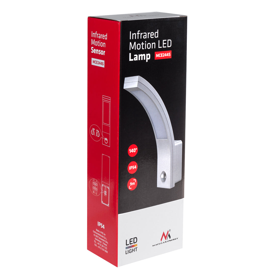 Maclean bewegingssensor LED lamp, PIR bewegingssensor, zilver, 10W, IP54, 750lm, neutraal wit (4000K) MCE244 S, 2 stuks