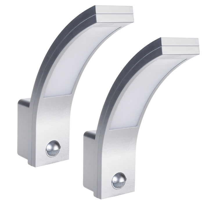 Maclean bewegingssensor LED lamp, PIR bewegingssensor, zilver, 10W, IP54, 750lm, neutraal wit (4000K) MCE244 S, 2 stuks