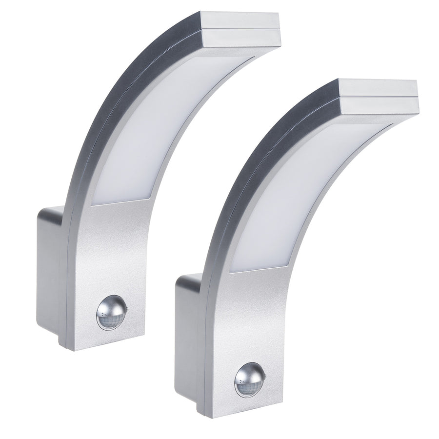 Maclean bewegingssensor LED lamp, PIR bewegingssensor, zilver, 10W, IP54, 750lm, neutraal wit (4000K) MCE244 S, 2 stuks