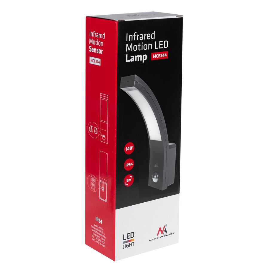 Maclean bewegingssensor LED lamp, PIR bewegingssensor, grijs, 10W, IP54, 750lm, neutraal wit (4000K) MCE244 GR, 2 stuks