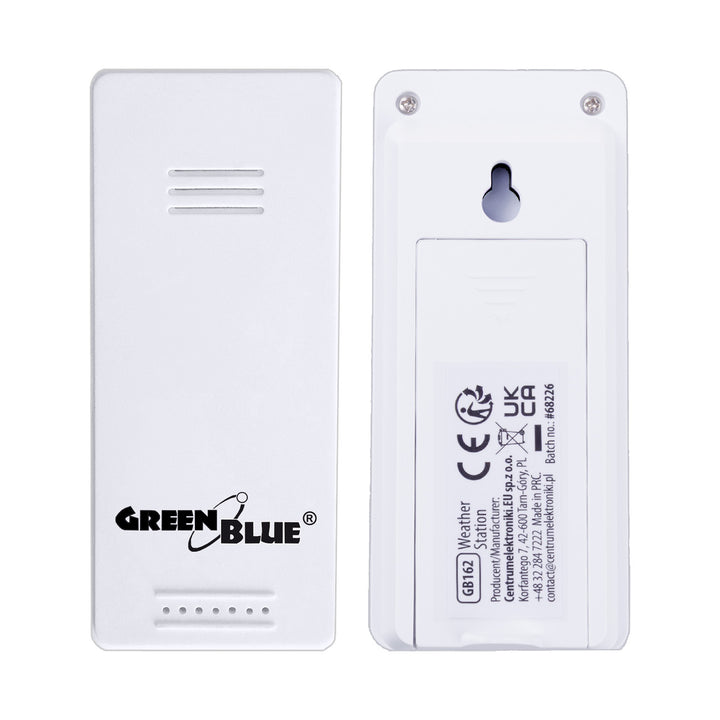 GreenBlue draadloze weerstation, temperatuur IN/OUT, klok, keuze uit °C / °F, bereik tot 60 m, GB162
