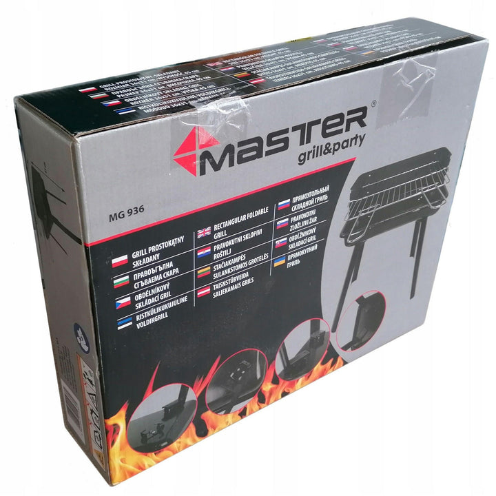 Master Grill & Party houtskoolgrill, rechthoekig, opvouwbaar, draagbaar, MG936
