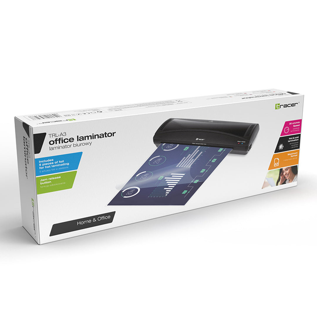 Tracer lamineerapparaat, warm en koud, A3-formaat, 5 vellen folie, TRL-A3