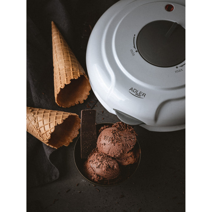 Adler wafelijzer, traploos instelbare temperatuur, 1500W, wit, AD 3038