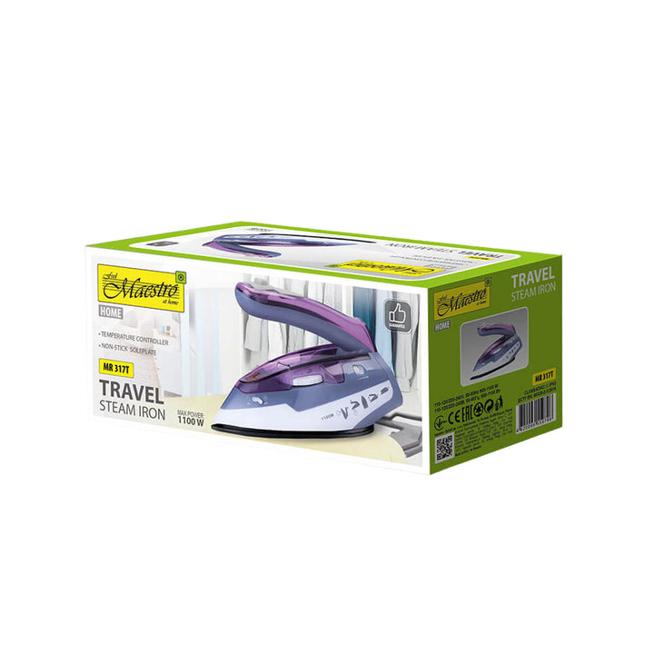 Maestro reisstrijkijzer, inklapbare handgreep, vermogen 1100 W, antiaanbaklaag, MR-317T