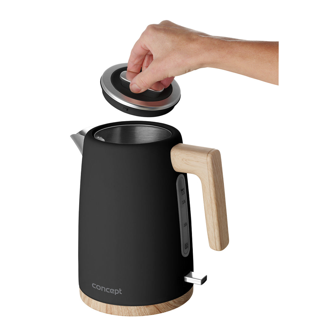 Concept ELWOOD waterkoker, roestvrij staal, 1.7L, waterniveau-indicator, RK3316