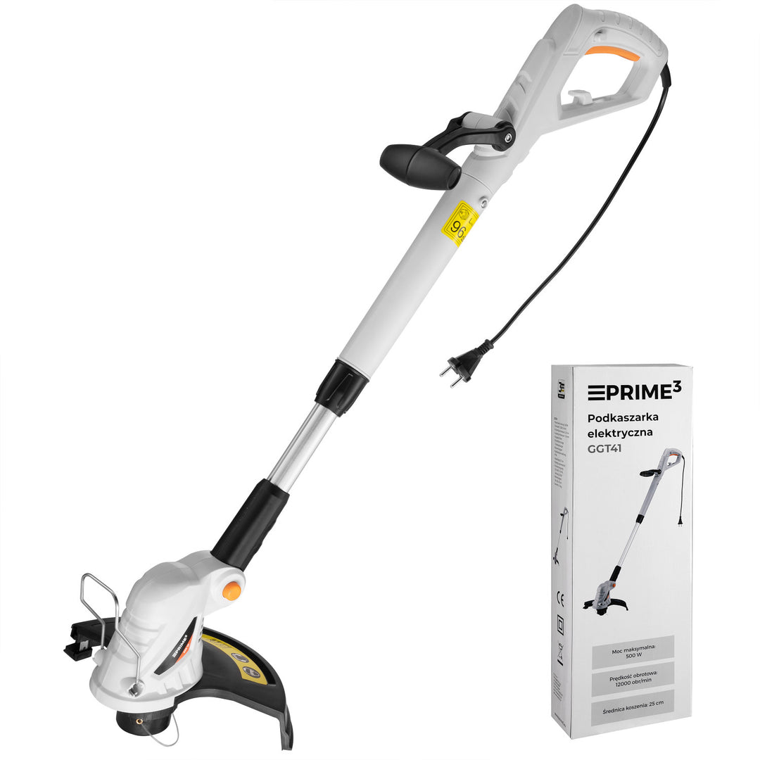 Prime3 - Grastrimmer - Elektrische trimmer, 500W, 25cm lijndiameter, 12000 tpm, GGT41