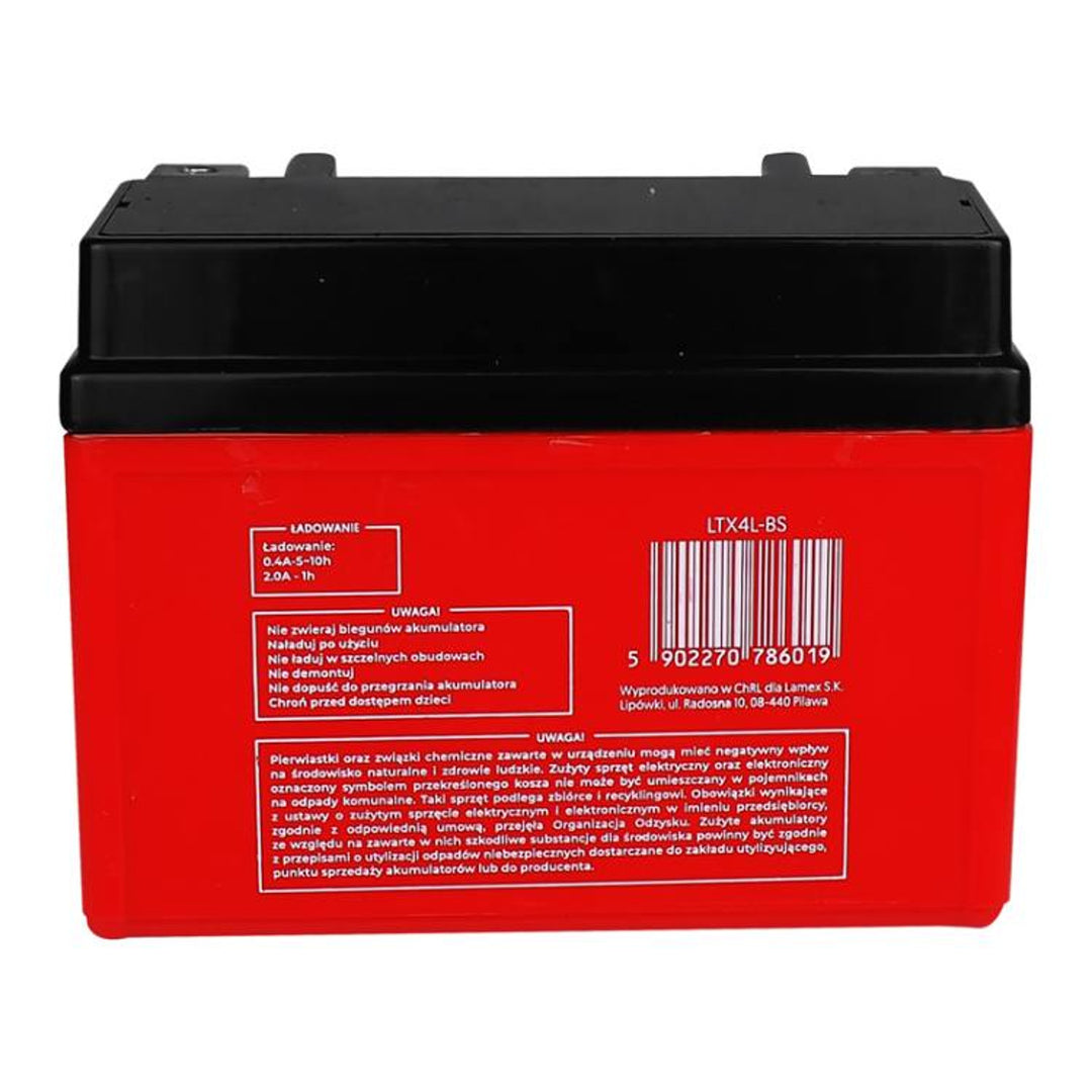 Lamex - Gel Acu - Gelbatterij - gel-motorfietsaccu - 12V, 4Ah, LTX4L-BS