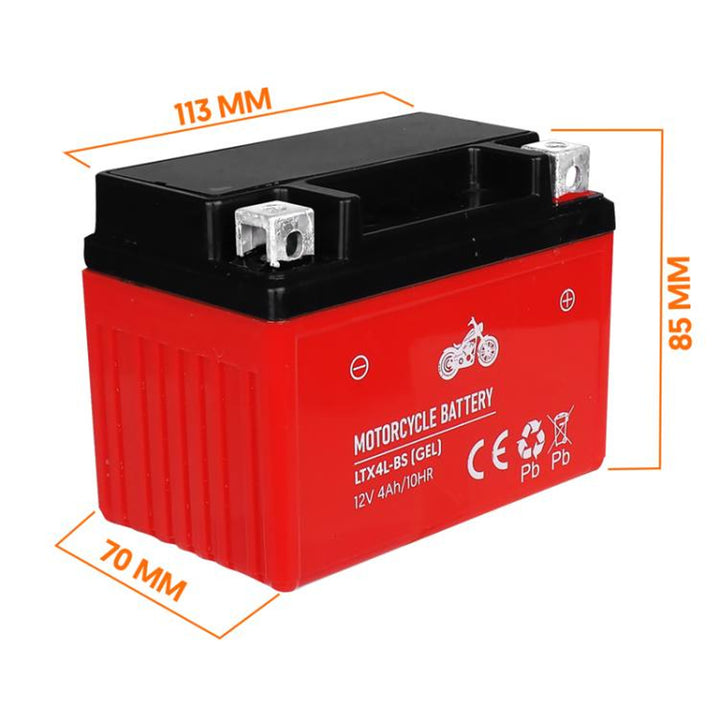 Lamex - Gel Acu - Gelbatterij - gel-motorfietsaccu - 12V, 4Ah, LTX4L-BS