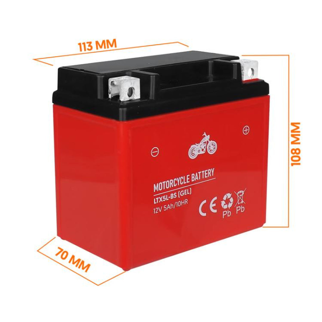Lamex - Gel Acu - Gelbatterij - gel-motorfietsaccu - 12V, 5Ah, LTX5L-BS