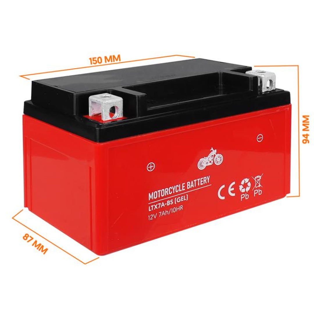 Lamex - Gel Acu - Gelbatterij - gel-motorfietsaccu - 12V, 7Ah, LTX7A-BS - 149 x 85 x 93 mm (+/-2 mm)