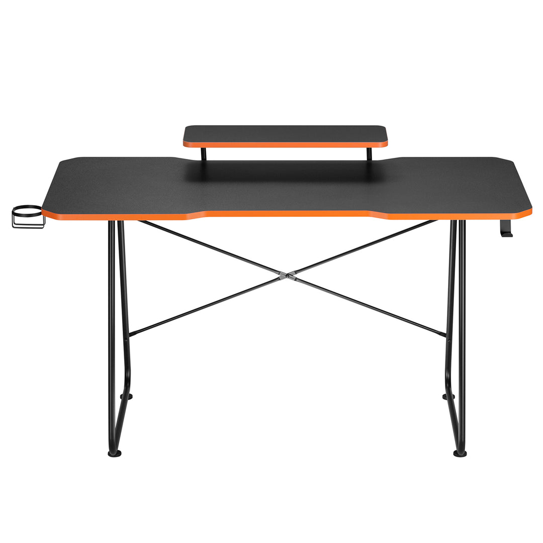 Gaming bureau met monitorlegbord NanoRS, max. 50kg, hoogte 850mm, zwart, RS170+Kabelopberger / bureaurooster Nano RS, 1345mm, zwart en rood, RS125