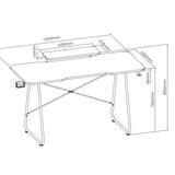 Gaming bureau met monitorlegbord NanoRS, max. 50kg, hoogte 850mm, zwart, RS170+Kabelopberger / bureaurooster Nano RS, 1345mm, zwart en rood, RS125