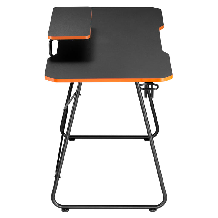 Gaming bureau met monitorlegbord NanoRS, max. 50kg, hoogte 850mm, zwart, RS170+Kabelopberger / bureaurooster Nano RS, 1345mm, zwart en rood, RS125