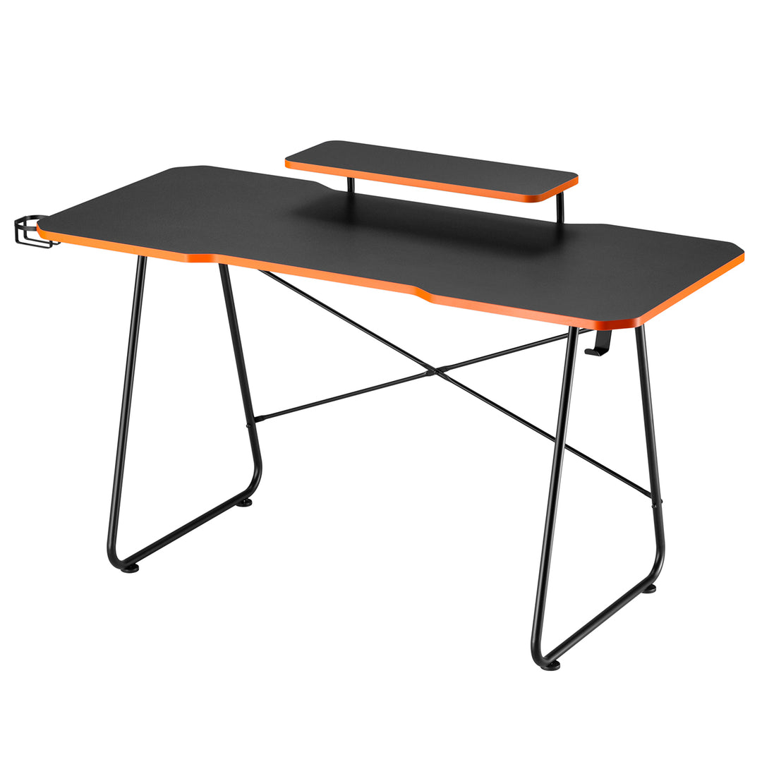 Gaming bureau met monitorlegbord NanoRS, max. 50kg, hoogte 850mm, zwart, RS170+Kabelopberger / bureaurooster Nano RS, 1345mm, zwart en rood, RS125