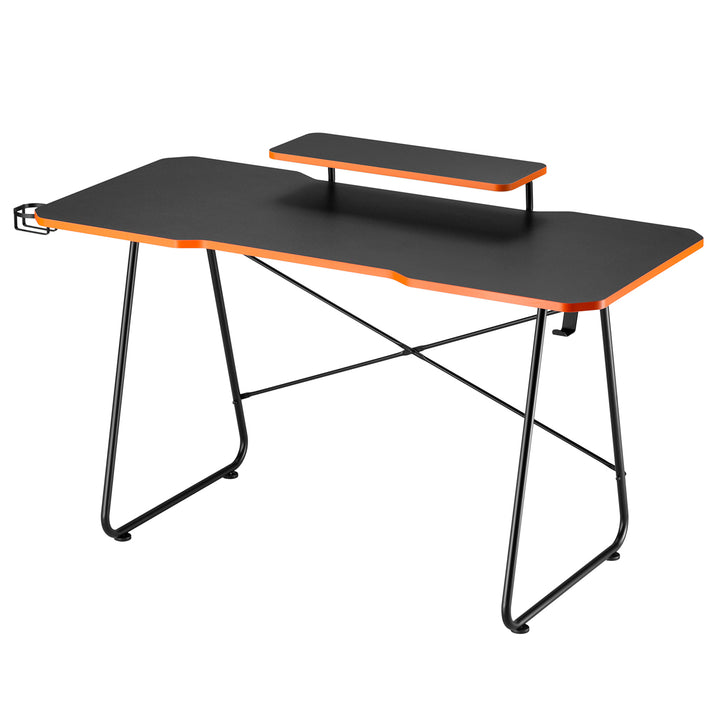 Gaming bureau met monitorlegbord NanoRS, max. 50kg, hoogte 850mm, zwart, RS170+Kabelopberger / bureaurooster Nano RS, 1345mm, zwart en rood, RS125
