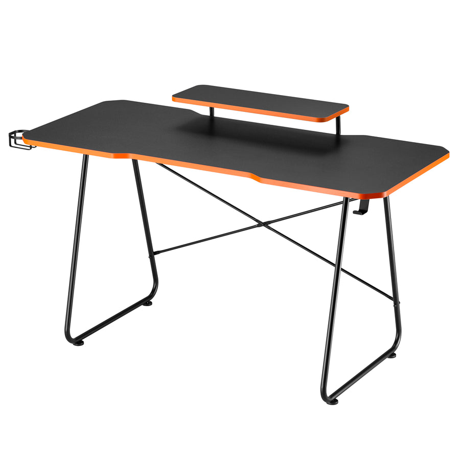 Gaming bureau met monitorlegbord NanoRS, max. 50kg, hoogte 850mm, zwart, RS170+Kabelopberger / bureaurooster Nano RS, 1345mm, zwart en rood, RS125