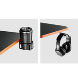 Gaming bureau met monitorlegbord NanoRS, max. 50kg, hoogte 850mm, zwart, RS170+Kabelopberger / bureaurooster Nano RS, 1345mm, zwart en rood, RS125