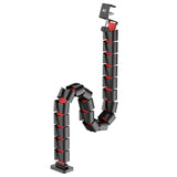 Gaming bureau met monitorlegbord NanoRS, max. 50kg, hoogte 850mm, zwart, RS170+Kabelopberger / bureaurooster Nano RS, 1345mm, zwart en rood, RS125