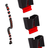 Gaming bureau met monitorlegbord NanoRS, max. 50kg, hoogte 850mm, zwart, RS170+Kabelopberger / bureaurooster Nano RS, 1345mm, zwart en rood, RS125