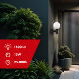 Maclean bewegingssensor LED lamp, PIR bewegingssensor, zwart, 15W, IP65, 1600lm, neutraal wit (4000K) MCE515 B, 2 stuks