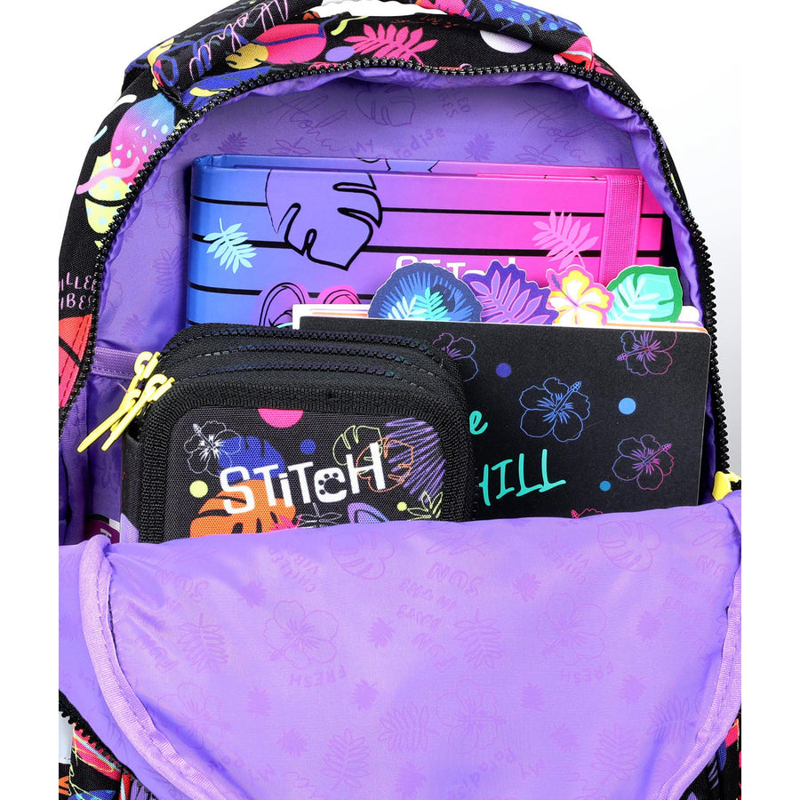 Schoolrugzak 19 L Coolpack Jerry DISNEY STITCH zwart + CoolPack potloodetui met drie vakken en accessoires JUMPER 3 STITCH